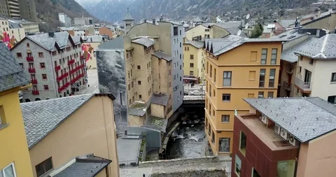 Top view of the mountain town of andorra la vella, catalonia Stock Footage 101317662