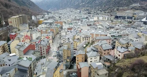Top view of the mountain town of andorra la vella, catalonia Stock Footage 101317704