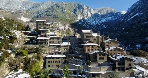 Top view of the mountain town of andorra la vella, catalonia Stock Footage 101318541