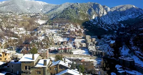 Top view of the mountain town of andorra la vella, catalonia Stock Footage 101318704