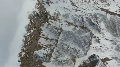 Top view of the mountains in the snow Stock Footage 152487558