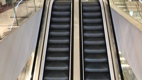 Top view of a moving escalator Stock Footage 116887891