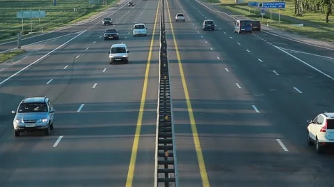 Top view of the multi-band highway, traffic vehicles, the city of Minsk Stock Footage 63210151