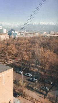 Top view from a multi-storey building on the park in autumn Stock Photos