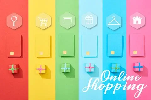 Top view multicolored empty credit Stock Photos