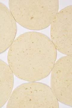 Top View of Multiple Round Tortilla Flatbreads 스톡 사진