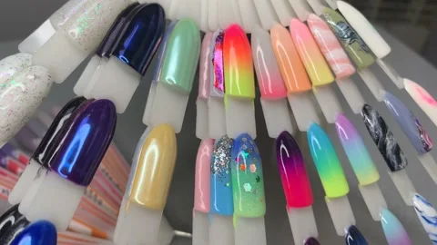 Top view nail polish samples Stock Footage 144497056