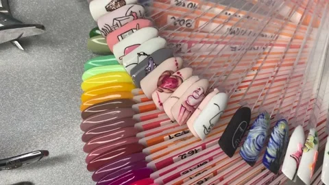 Top view nail polish samples Stock Footage 144497322