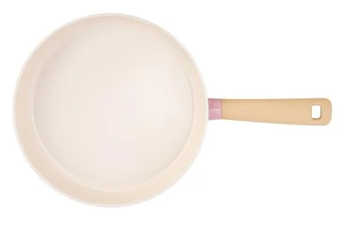 Top view of new empty frying pan isolated on white Stock Photos