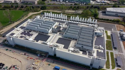 Top view of a new Italian data center development in Melegnano combining server Stock Footage 341465607