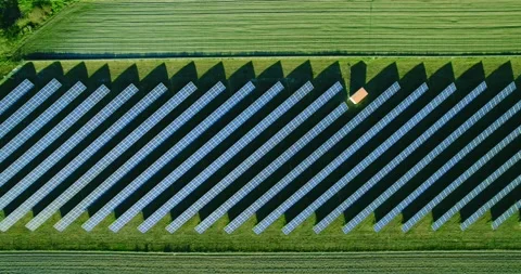 Top view of a new solar farm Stock Footage 164069771