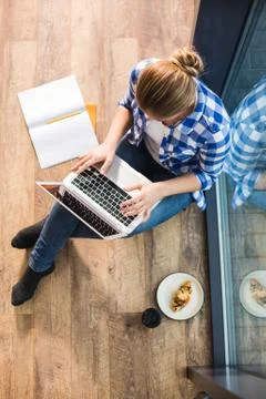 Top view of a nice hard working woman Stock Photos