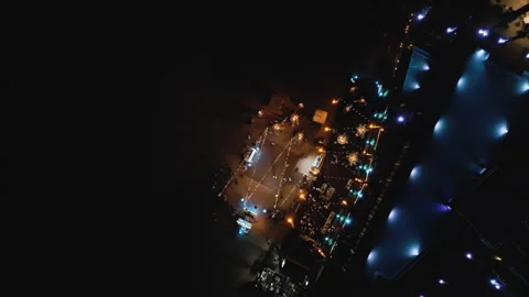 Top view of a night party on the beach Stock Footage 245255347