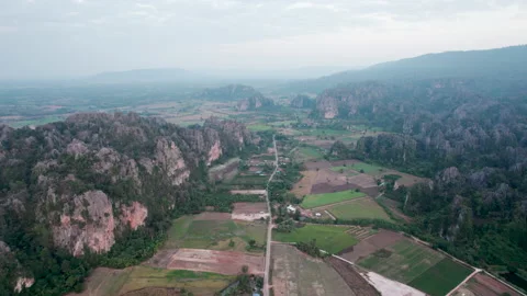 Top view Noen Maprang district, Phitsanulok Unseen Thailand. Stock Footage 197738070