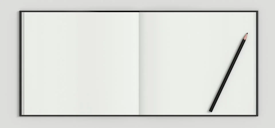 Top view notebook is opened have white blank paper 2 pages and hove one black Stock Illustration