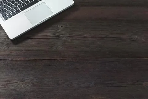Top View Notebook with pen on old wooden table Stock Photos