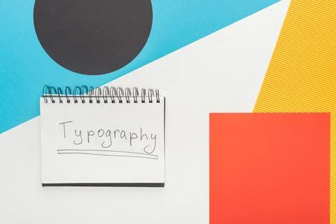 Top view notebook typography lettering Stock Photos
