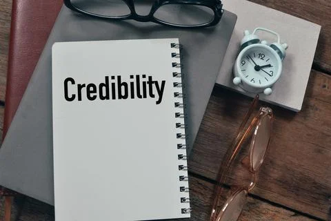 Top view of notebook written with text CREDIBILITY. Stock Photos