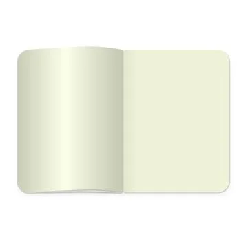 Top view notepad template. Vector realistic blank magazine or book spread on  Illustrazione stock