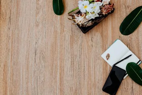 Top view of a notepad with white paper and pen for planning an upcoming trip Stock Photos