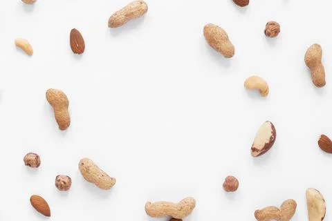 Top view nuts arrangement concept 1. High quality and resolution beautiful photo Stock Photos