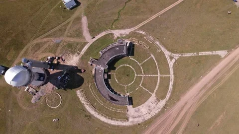 Top view of the observatory dome with old building Stock Footage 205082429