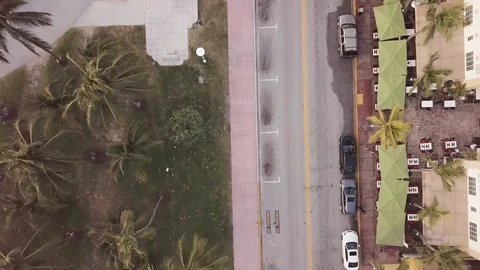 Top view of Ocean Drive. South Beach Miami Stock Footage 107940475