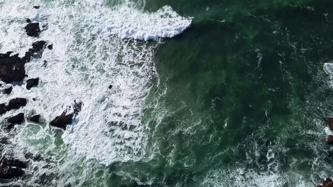 Top view of ocean wave and rocks Stock Footage 119083715