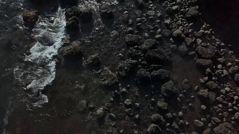 Top view on ocean waves crashing the beach in sunny summer day. Summer vacation Stock Footage 95714189