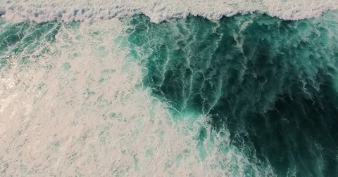Top view of ocean waves. Incredible aerial shot of white ocean foam Stock Footage 70091315