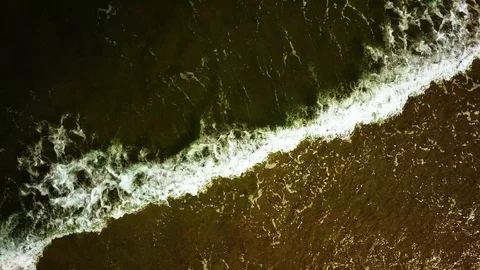 Top View of the ocean waves. Slow Motion aerial 4k  Video. Stock Footage 105905074