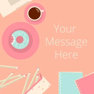 Top view of office elements on desk Stock Illustration