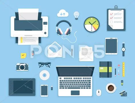 Top view office table Stock Illustration