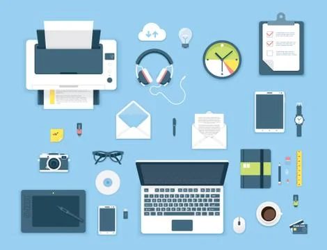 Top view office table Stock Illustration