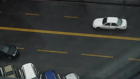 Top view from the office window on the city road and parking Stock-Footage 167432543