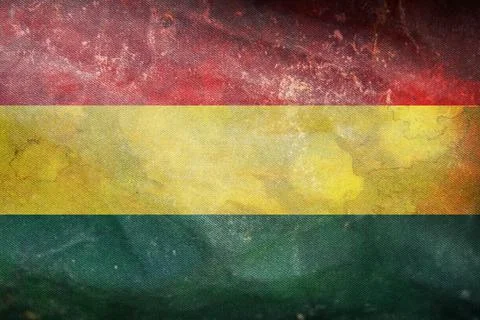 Top view of official retro flag Bolivia with grunge texture. travel and patri Stock Illustration