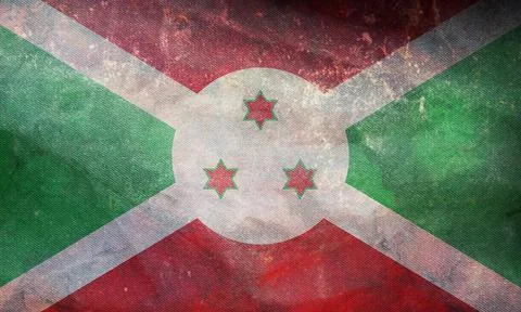 Top view of official retro flag Burundi with grunge texture. travel and patri Stock Illustration
