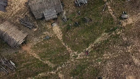 Top view of old abandoned farm Stock Footage 116493409