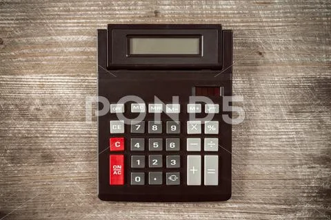 Top view of old calculator. Stock Photos