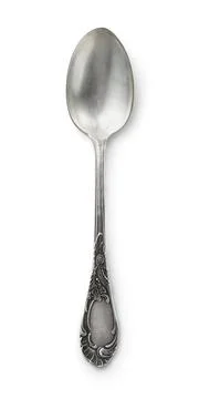 Top view of old silver tea spoon Stock Photos