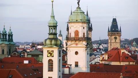 Top view from the Old Town Bridge in Prague Stock Footage 143378038
