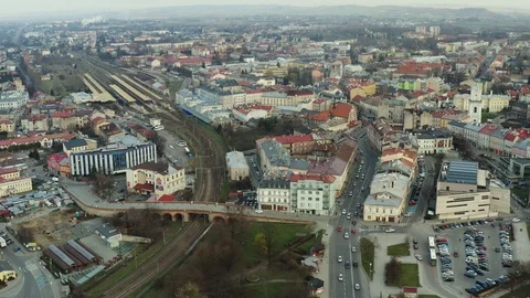 Top view of old town in Poland, Pshemysl Video stock 129513437