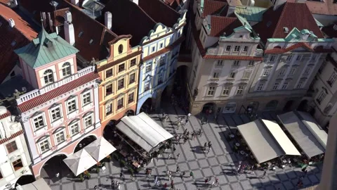 Top view of Old Town Square in Prague, Czech Republic. Stock Footage 292563554