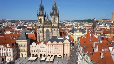 Top view of Old Town Square in Prague, Czech Republic. Stock Footage 292563562