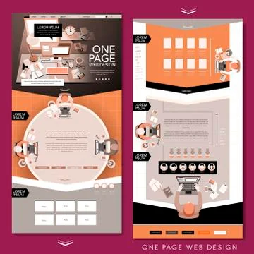 Top view one page website template design Illustrazione stock