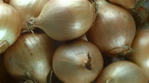 Top view of Onions rotating Stock Footage 62387425