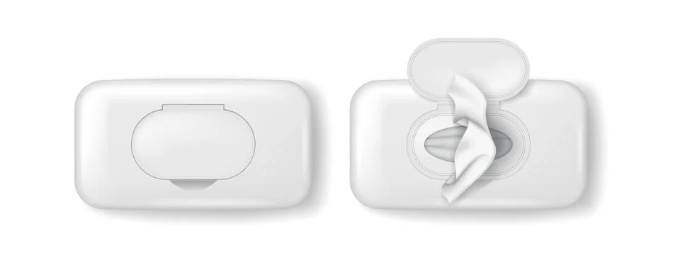 Top View of Open and Closed Wet Wipes Packs Stock Illustration