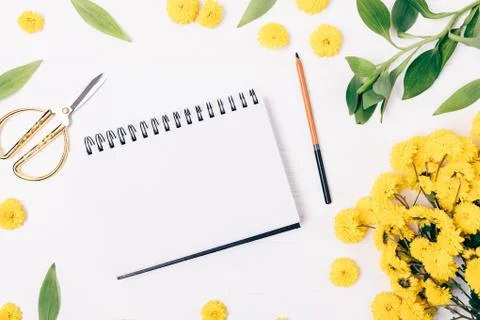 Top view open blank notepad Stock Photos