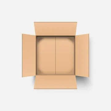 Top view open cardboard box mockup isolated on white background Stock Illustration
