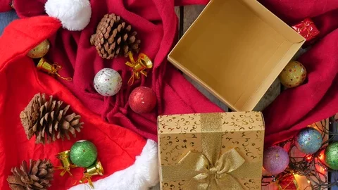 Top view of open empty gift box and Stock Video Pond5